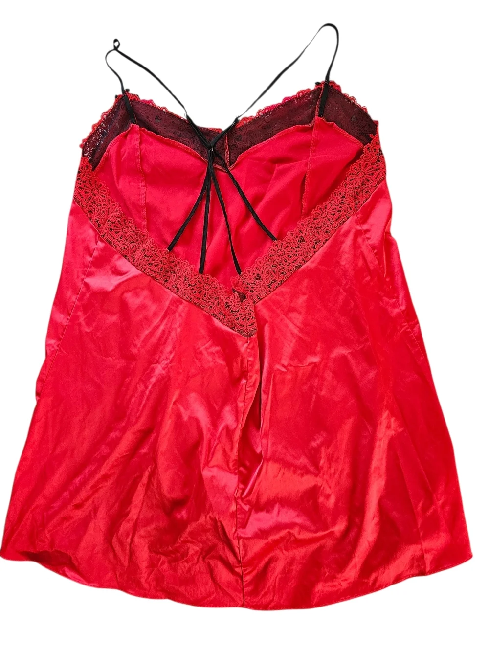 Cacique Vibrant Red Satin Slip with Black Straps